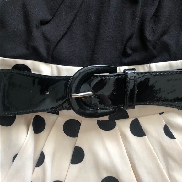 Black and cream polka dot dress with POCKETS! - Picture 3 of 5